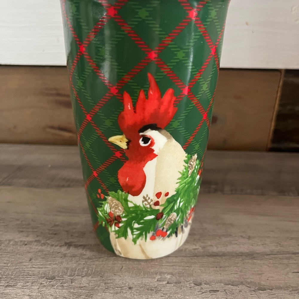 Festive Ceramic Rooster Tumbler